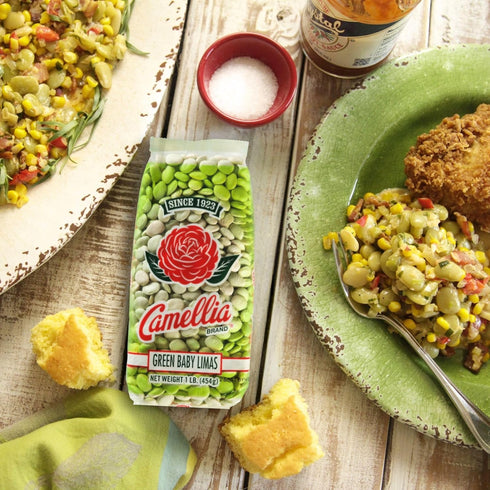 1 (Pack 2) Camellia Brand Dried Green Baby Lima Beans Premium Tender Southern Lima Beans for Succotash, Soups, Stews