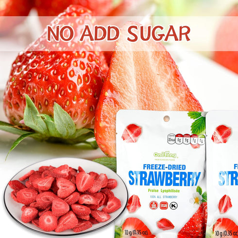 10 Pack Pack, 0.35 ONETANG Freeze-Dried Fruit Strawberry, Single-Serve Non GMO, Kosher, No Add Sugar, Gluten free