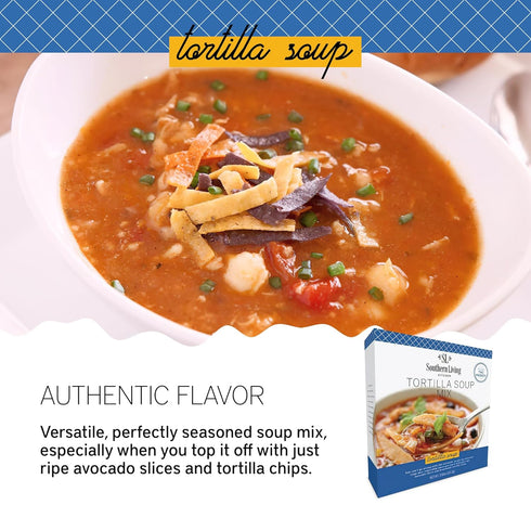 Southern Living Tortilla Soup Mix, Fresh Ingredients, 2 Seasoning Packets for Family Dinner, Gourmet Meal