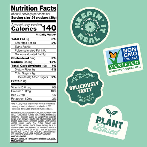 5 oz Back to Nature Cheezy Square Crackers, Non-GMO, Plant-Based Cheese Flavored Snack Cracker, Made with Wheat Flour