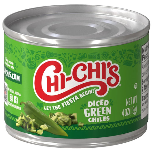 4 oz 12 Pack CHI-CHI'S Diced Green Chile Peppers, Can