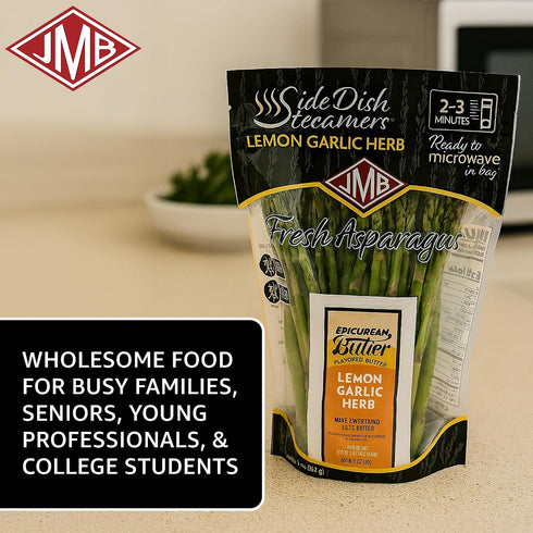 4 Count JMB Produce Side Dish Steamers - Asparagus Lemon Garlic - Asparagus Black Truffle