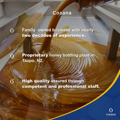 Cosana 50+ 250g Manuka Honey MGO - - Multifloral - Bottled, sealed and certified in New Zealand