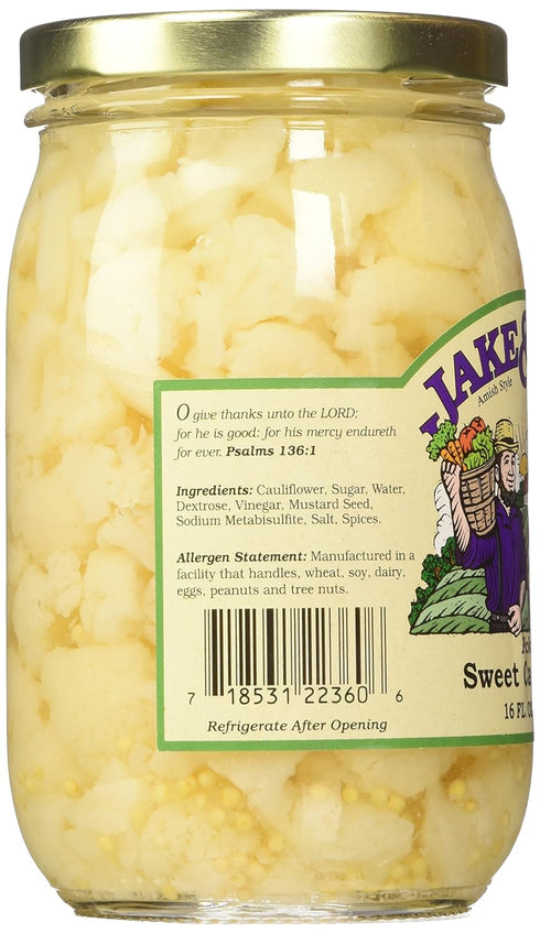 Jake & Amos 16 Oz. (Pack 2) Pickled Sweet Cauliflower, Jar