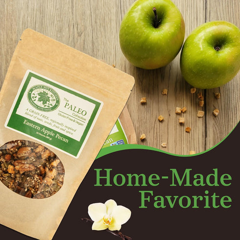 3 Pack Maple Nut Kitchen Eastern Apple Pecan Paleo Granola Grain Free, Vegan, Gluten Free, No Sugar Added, Low Carb