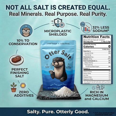 Otter Salt 1.1lb Hand-Harvested Coarse Sea Salt | Finishing & Cooking Salt | Mineral-Rich, Naturally Lower Sodium |