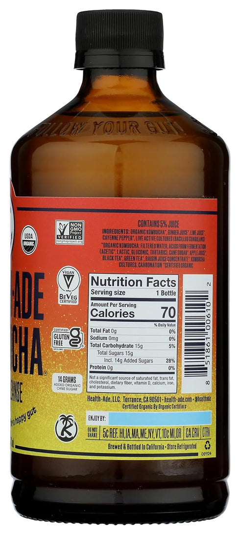 16 Oz Health Ade, Kombucha Cayenne Cleanse Organic, Fl