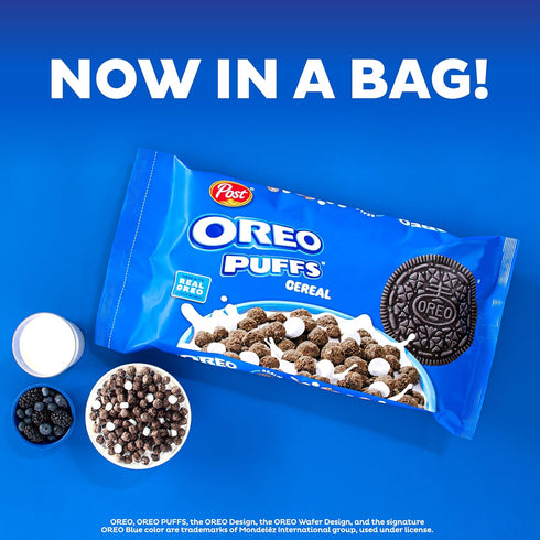 Post 30 oz OREO PUFFS Cereal, Chocolate Breakfast Cereal, bag