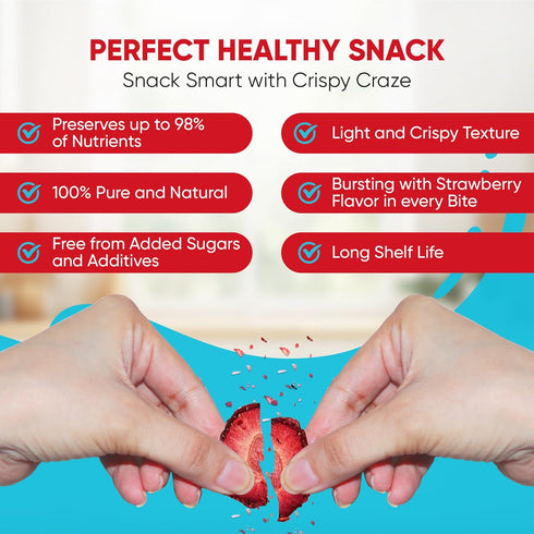 Crispy Craze (24 0.52 oz 100% Freeze Dried Strawberries Snack Sized Bags, Each), Sliced Strawberry Fruit Crisps, Non