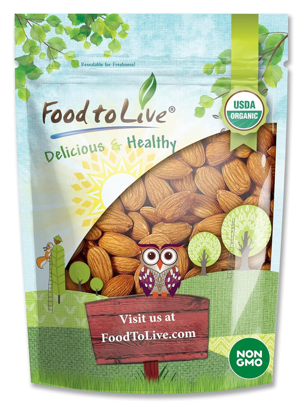 Food to Live Organic Imported Raw Almonds, 3 Pounds Non-GMO, Whole, Raw,