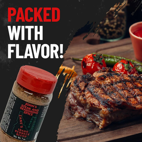 John’s Steak and Seasoning Spice, Spicy Steak Seasoning, Medium Heat Seasoning Blend For Pork Chops, Burgers, Chicken, Potatoes, and More, Gluten-Free, MSG-Free, Zane’s Idaho Redneck Blend, 7 oz