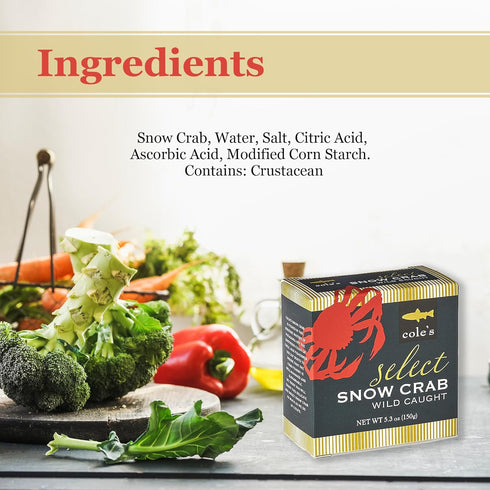 5.3 oz 3 pack Coles Patagonian Wild-Caught Snow Crab Meat | Tender Lump Crab Meat | Good Source of Protein