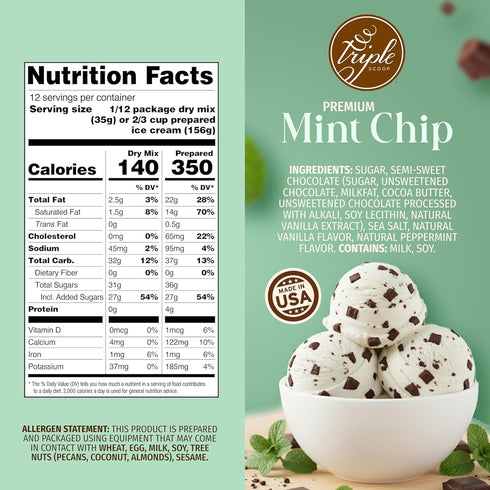 (2) 5 2 (2 Pack, Triple Scoop - Premium Mint Choc Chip Ice Cream Mix For Ice Cream Maker. Simple, Easy, Delicious. From