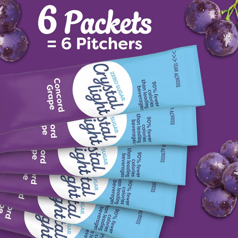 6 Packets, 2.01 oz Crystal Light Drink Mix, Pitcher for Flavorful Hydration and Shareable Refreshment, Concord Grape