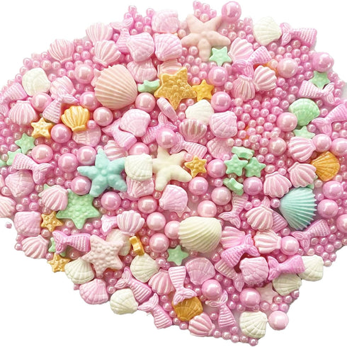 Sentovac Pink Mermaid Sprinkle Edible Decorations for Cake, Cupcake, Cookie Baking, Mermaid Party Birthday