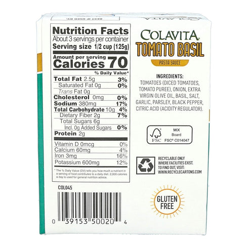 13.76oz Colavita Recart Sauces - Tomato Basil Pasta Sauce, Recart