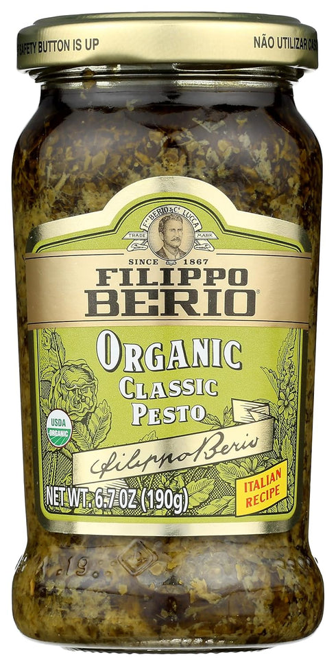 Filippo Berio Organic Classic Pesto, USDA Certified Organic, Gluten Free, 6.7 Ounce