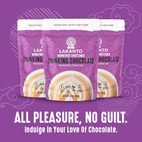 10 oz) Lakanto Sugar Free Drinking Chocolate - Cold or Hot Cocoa Powder Mix, Shelf Stable Probiotics, Monk Fruit