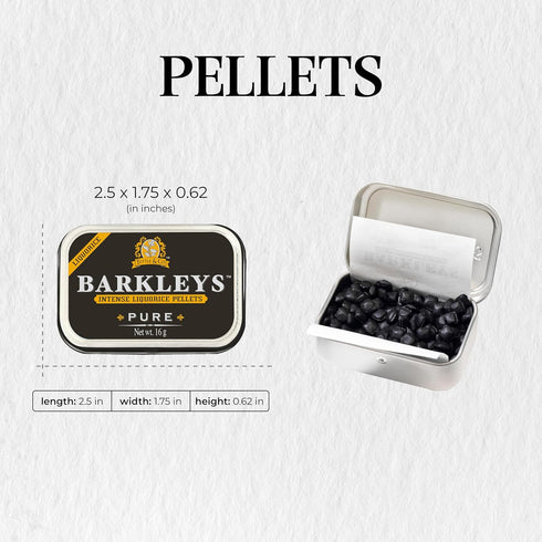 Barkleys Black Licorice Candy, Gluten Free Licorice Pellets, Vegan Black Licorice Intense (1 Can x 16 gr.)