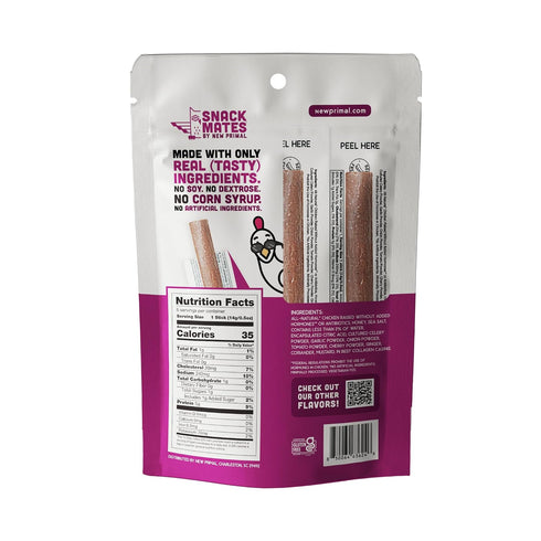 5g 35 40 Pack New Primal Snack Mates Honey BBQ Chicken Sticks, Healthy Snack for Kids, Low Sugar High Protein Back