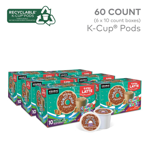 60 Count (6 Packs 10) The Original Donut Shop Cinnamon Toast Crunch One-Step Latte, Keurig Single Serve K-Cup Pods