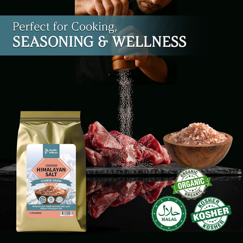 2 Pack 2 100% Pacific Pelican Iodized Himalayan Pink Salt | Coarse Grain, Unrefined, Pure Rock Salt | Pounds | of |