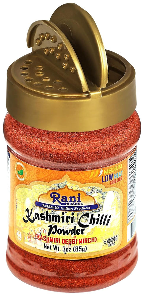 Rani Kashmiri Chilli Powder (Deggi Mirch, Low Heat) Ground Indian Spice 85g PET Jar ~ All Natural, Vegan, Kosher,