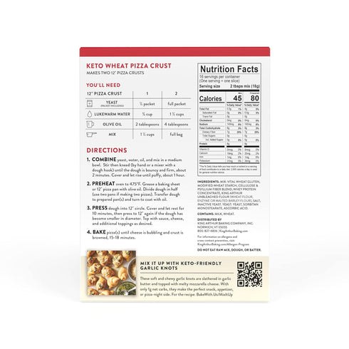 King Arthur Baking Keto Pizza Crust Mix, Low Carb & Keto Friendly, 1g Net Carbs Per Serving, 10.25 oz