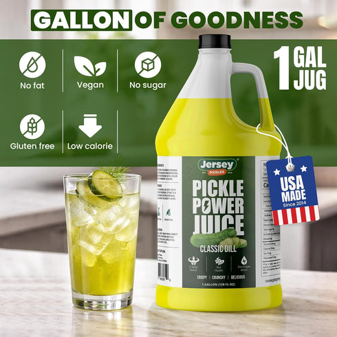 (1 Jersey Pickles Pickle Power Juice Classic Dill | Pickle Juice with Electrolytes for Hydration | Vegan, Gluten Free
