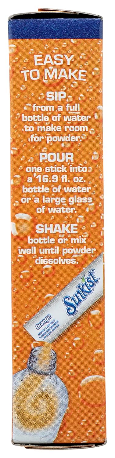 Sunkist 6 Count, 0.74 , Powdered Drink Mix Sticks Zero Sugar Singles to Go Orange Ounce