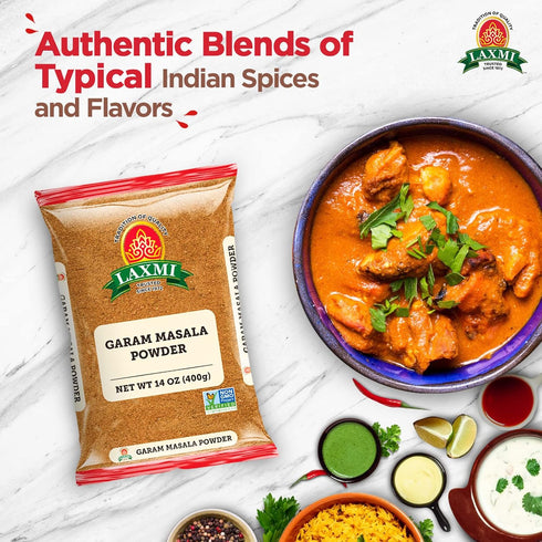 14 Oz (400gm) Laxmi Garam Masala | A spicy and aromatic blend of our various salt free seasonings and spices | Non-GMO