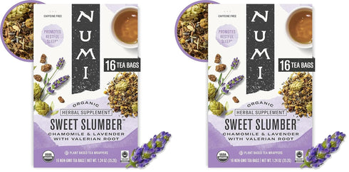Numi Organic Sweet Slumber Tea with Chamomile, Valerian Root & Lavender, 16