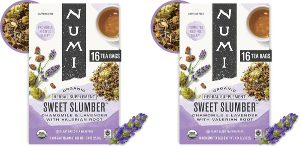 Numi Organic Sweet Slumber Tea with Chamomile, Valerian Root & Lavender, 16