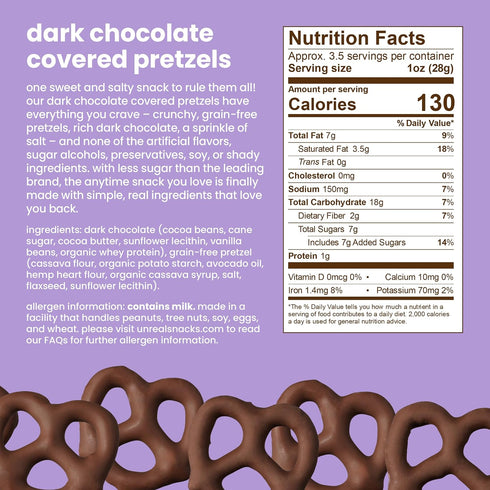 3.5 OZ UNREAL Dark Chocolate Covered Pretzels