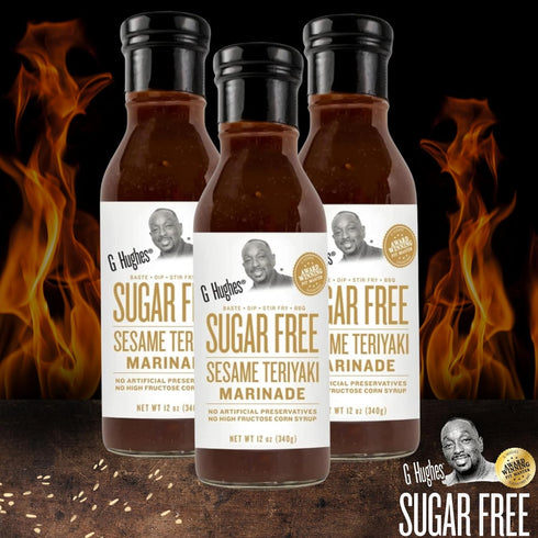 G Hughes Sugar Free, Sesame Teriyaki Marinade - Gluten Free Teriyaki Sauce, Keto Teriyaki Sauce, Asian Sauces, Sugar Free BBQ Sauces, Keto Sauces - 12 Oz (1-Pack)