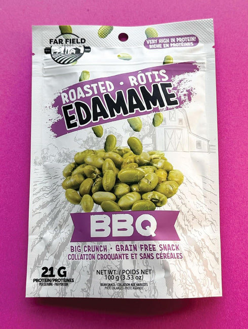 Urbani packed 42 3 3 pack) Far Field - Crunchy Roasted Edamame Beans, ( Salted, BBQ, Cajun ), High Protein Snack with g