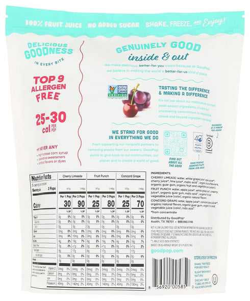 15 Count, 22.5 GOODPOP Assorted Freezer Pops FZ