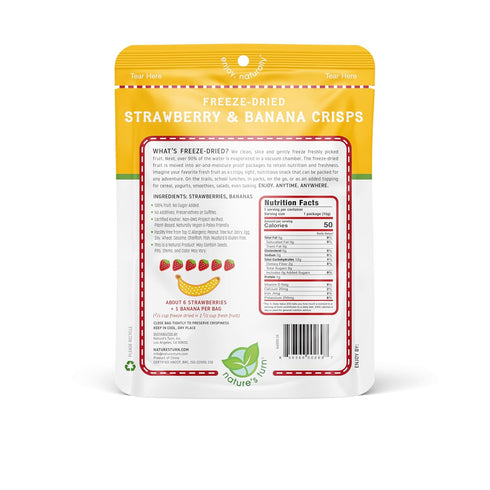 6 (0.53 oz Natures Turn Freeze-Dried Strawberry Banana Crisps Healthy, Gluten-Free, Crispy & Delicious, Plant-Based