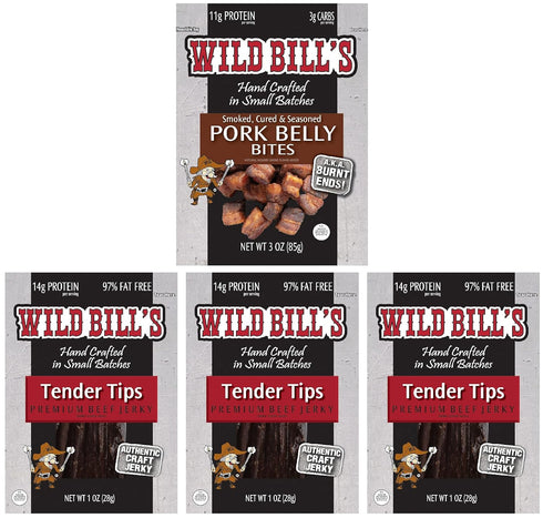8-Piece Wild Bills Sampler Gift Box (includes beef jerky, bacon jerky and pork belly bites)