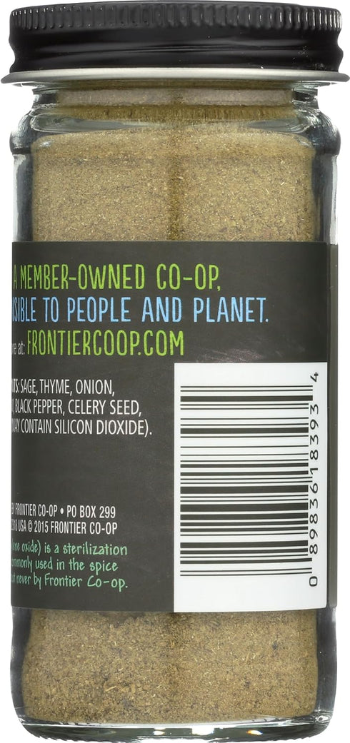 1.34 Frontier Co-op Salt-free Poultry Seasoning, Ounce Bottle, Blend of Sage, Thyme & Onion, Perfect for Poultry