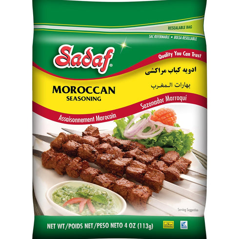 Sadaf Moroccan Seasoning - Moroccan Blend Seasoning for Cooking & Food Flavoring - Moroccan Cuisine - Spices & Seasonings - Kosher - 4 oz Resealable Bag