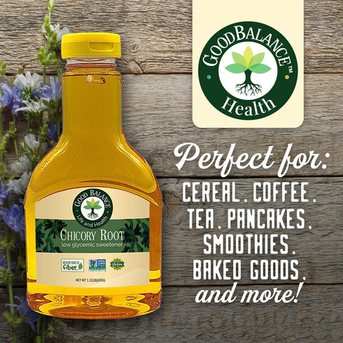 2 21 (600 (2) Good Balance Health Chicory Root Syrup, All Natural , Low Glycemic Sweetener, Sugar Substitute, Non GMO
