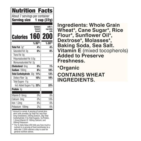 9.6 oz (Pack 4) Cascadian Farm Organic Graham Crunch Cereal Box