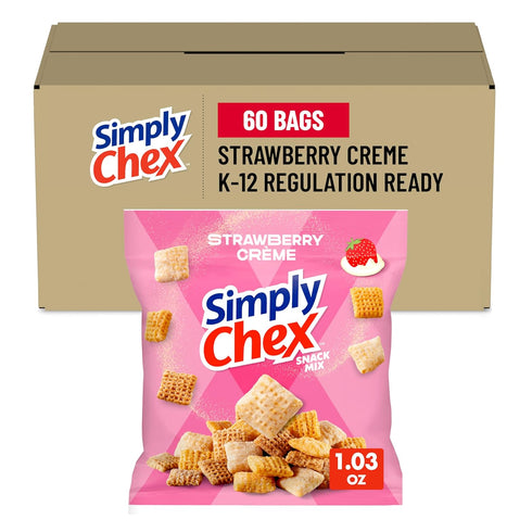 Chex Mix Simply , Strawberry Yogurt, 1.03 Oz (Pack of 60)