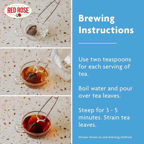 12 oz (3 Pack) Red Rose Earl Grey, Loose Leaf, Black Tea, With Bergamot Oil