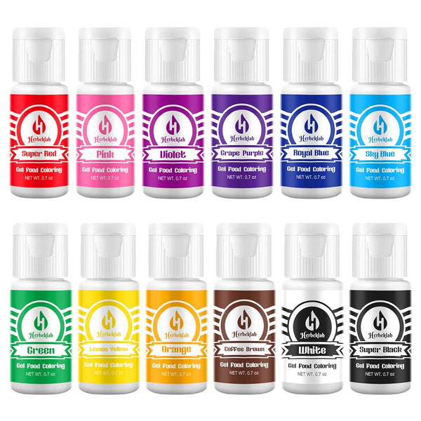 Gel Food Coloring Set 12 Colors x 0.7 oz Concentrated Gel Based