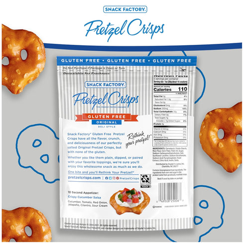 5 Oz Snack Factory Pretzel Crisps Gluten Free, Original Flavor