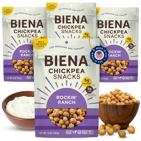 BIENA Chickpea Snacks - Crunchy Roasted Chickpeas - High Fiber Vegan Protein