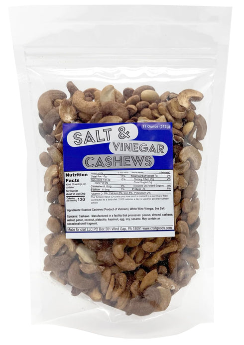 Salt & Vinegar Cashews, Only 3 Ingredients, Flavored Cashew Splits, Clean Ingredients