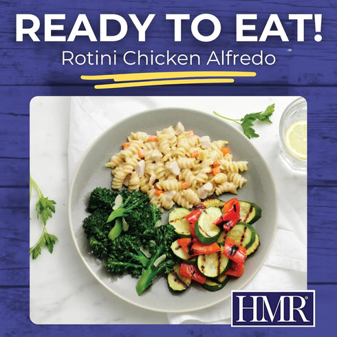 Pre-packaged 16g 7oz Pack 6 HMR Rotini Chicken Alfredo Entre | Lunch or Dinner to Support Healthy Eating | Ready to Eat